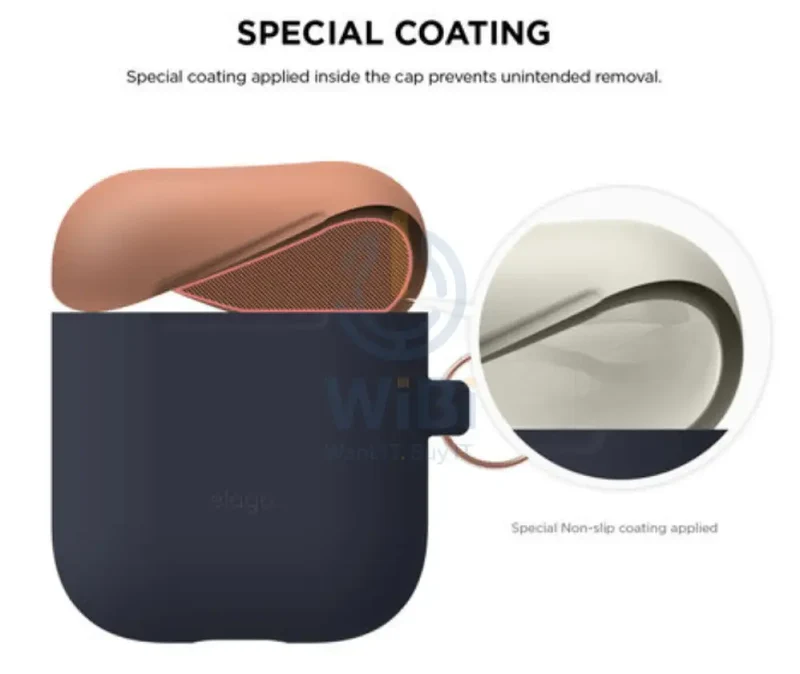 Elago AirPods 1 & 2 Duo Hang Case - Body-Jean Indigo / Top-Peach Medium Grey