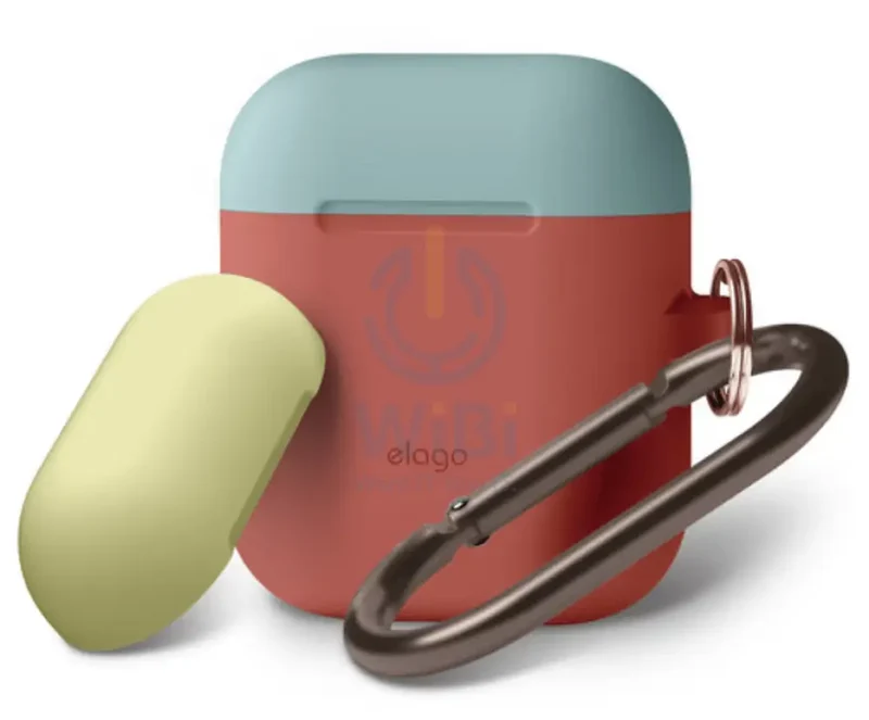 Elago AirPods 1 & 2 Duo Hang Case - Body-Italian Rose / Top-Coral Blue Yellow