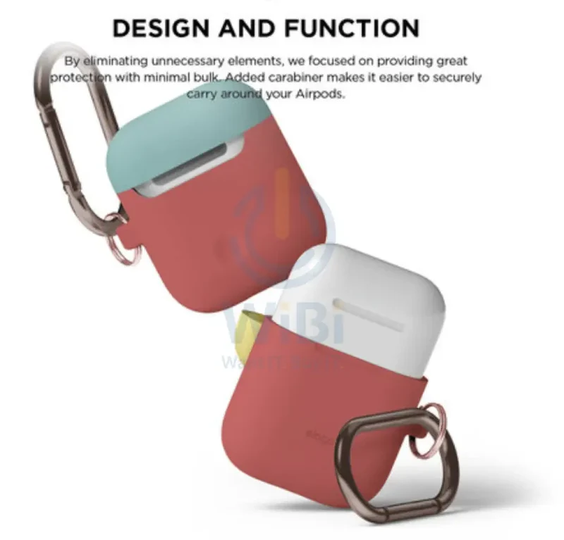 Elago AirPods 1 & 2 Duo Hang Case - Body-Italian Rose / Top-Coral Blue Yellow