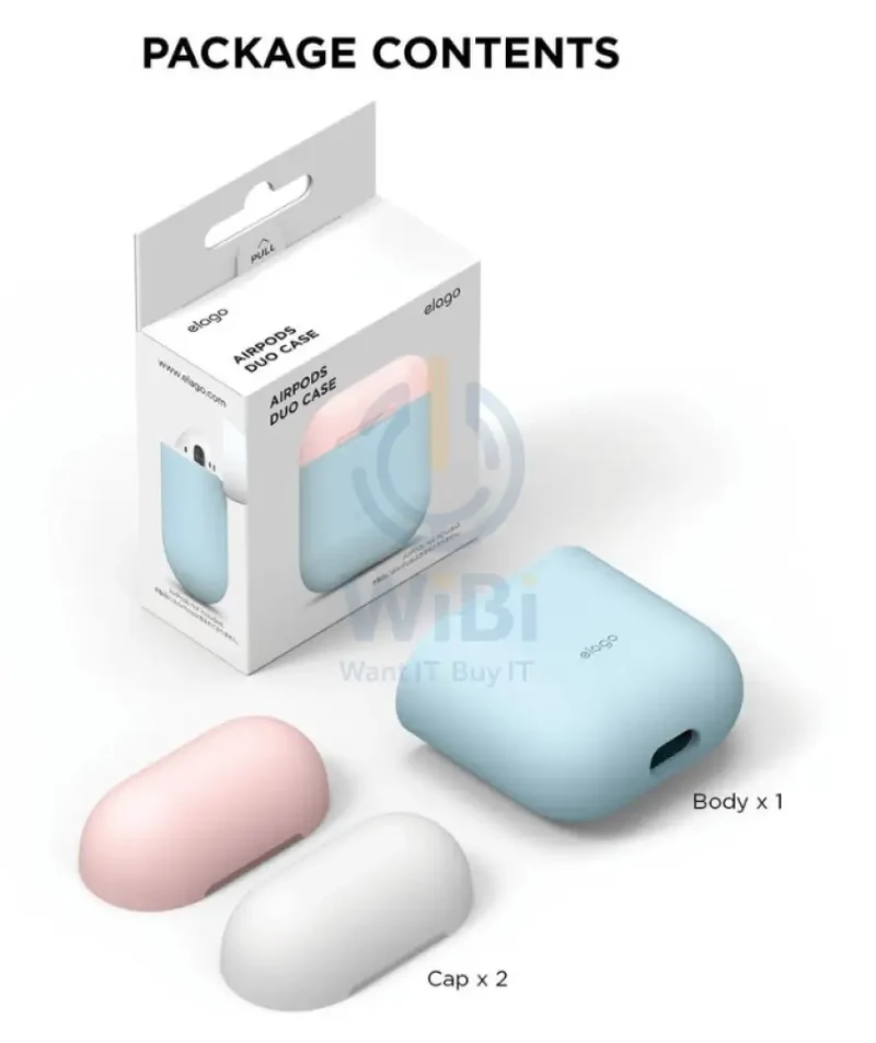 Elago AirPods 1 & 2 Duo Case - Body-Pastel Blue / Top-Pink White