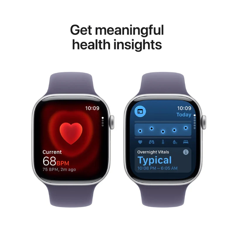 Apple Watch Series 11 - LTPO OLED / 64GB / 42mm / Bluetooth / Wi-Fi / Small/Medium / Silver Aluminum Case with Purple Fog Sport Band