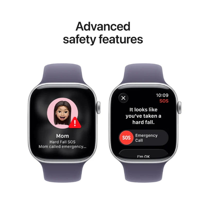 Apple Watch Series 11 - LTPO OLED / 64GB / 46mm / Bluetooth / Wi-Fi / Small/Medium / Silver Aluminum Case with Purple Fog Sport Band