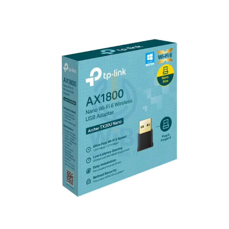 محول تي بي لينك آرتشر TX20U نانو AX1800 لاسلكي عبر USB بتقنية واي فاي 6