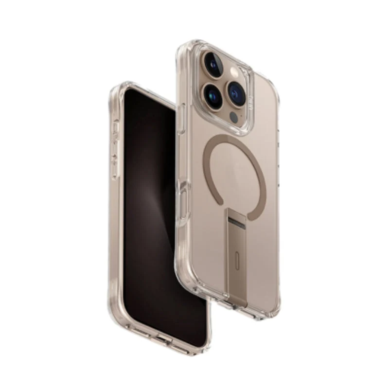 Uniq Hybrid Eleva Magsafe Case With Vertical Stand for iPhone 16 Pro Max - Taupe Gold