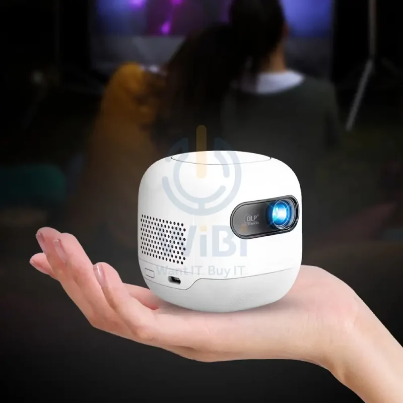 بروجكتور محمول باورولوجي ميني بيم - DLP 720P / 100 لومن ANSI / HDMI/USB / 8700 مللي أمبير ساعة / أبيض