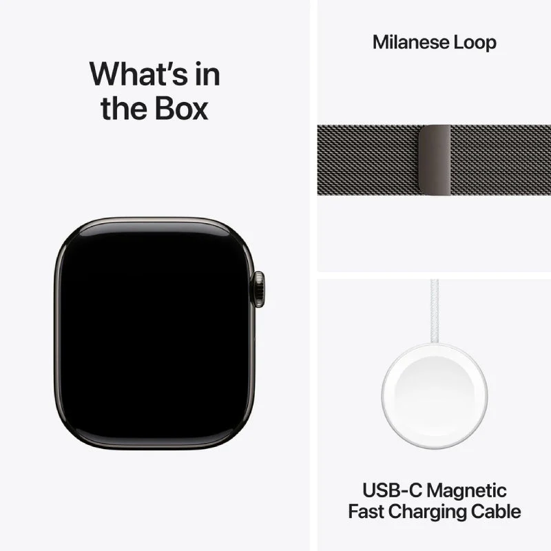 Apple Watch Series 11 - LTPO OLED / 64GB / 42mm / Bluetooth / Wi-Fi + Cellular / One Size / Slate Titanium Case with Slate Milanese Loop