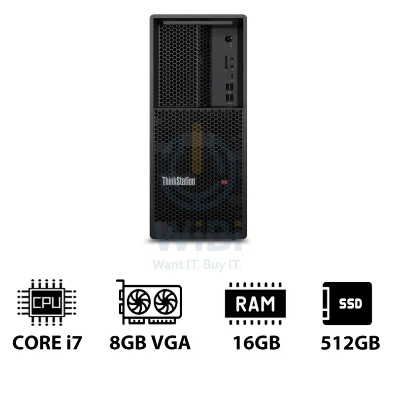 Lenovo ThinkStation P3 Tower - i7-14700 2.1GHz / 20-Cores / 16GB / 512GB (NVMe M.2 SSD) / NVIDIA GeForce RTX 5060 Ti 8GB VGA / Win 11 Pro / 3YW - Workstation