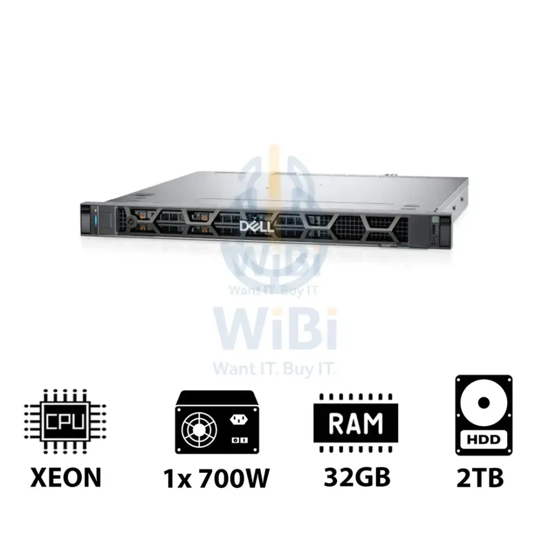 Dell PowerEdge R260 - Xeon E-2414 4.50GHz / 4-Cores / 32GB / 2TB SATA HDD / 700Watts / 1U Rack Server