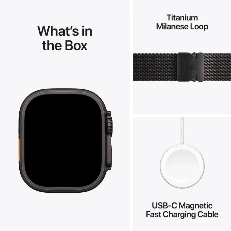 Apple Watch Ultra 3 - LTPO OLED / 64GB / 49mm / Bluetooth / Wi-Fi / Cellular / Small / Black Titanium Case with Black Milanese Loop