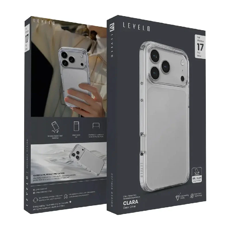 Levelo Clara Clear Case For Apple iPhone 17 Pro Max - Transparent