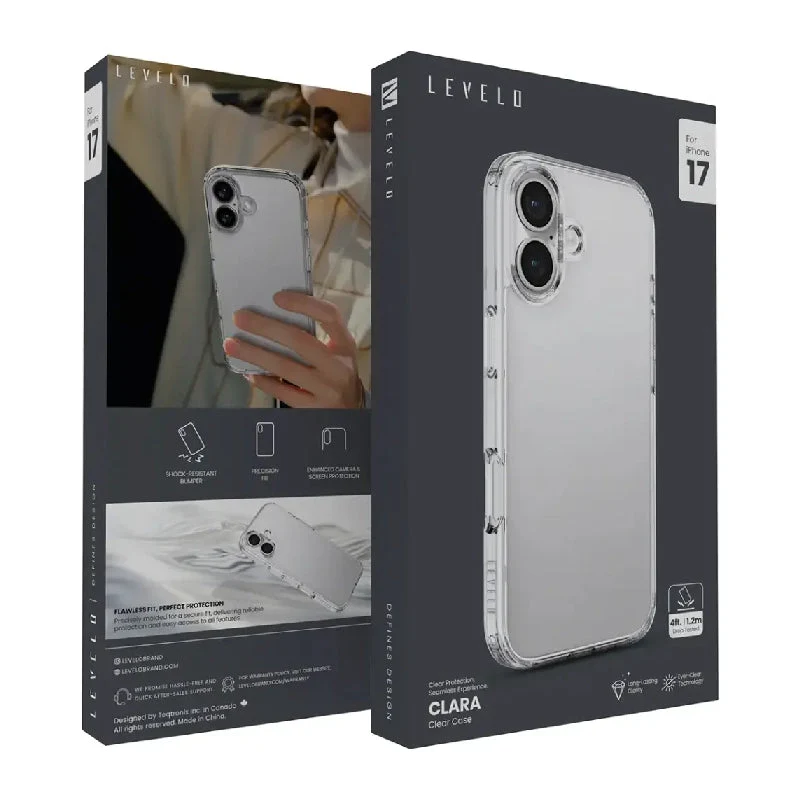 Levelo Clara Clear Case For Apple iPhone 17 - Transparent