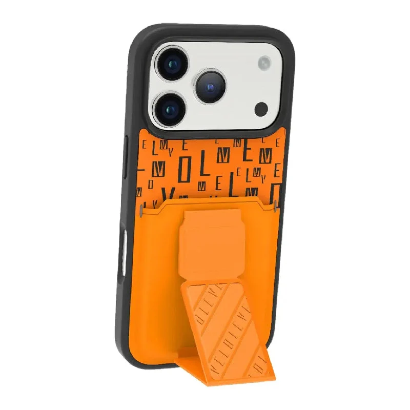Levelo Morphix Gripstand Case With Cardholder For Apple iPhone 17 Pro Max - Sunrise Orange