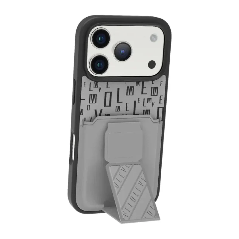 Levelo Morphix Gripstand Case With Cardholder For Apple iPhone 17 Pro Max - Cloud Grey
