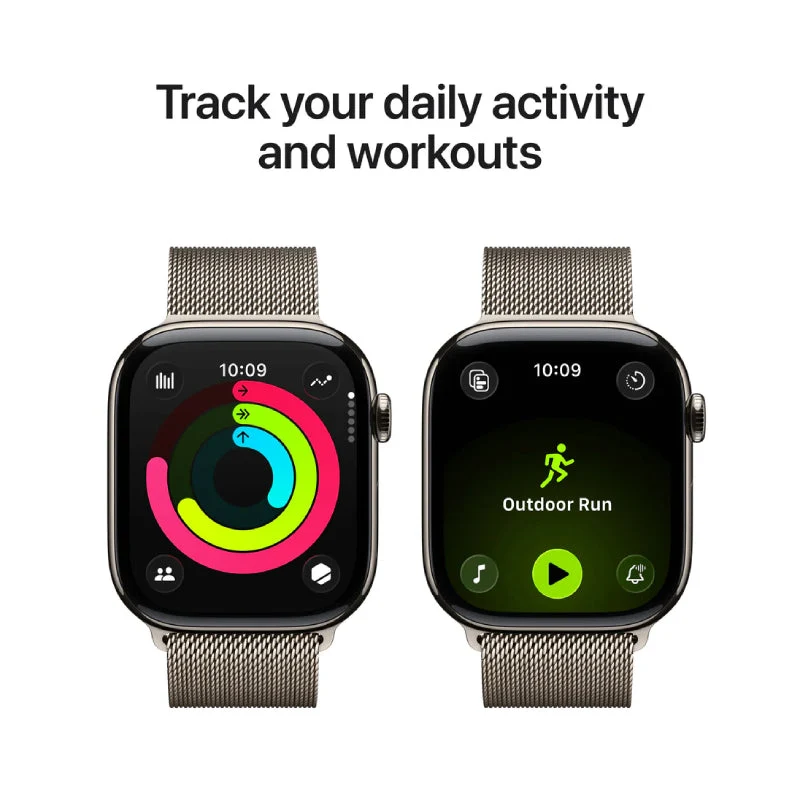 Apple Watch Series 11 - LTPO OLED / 64GB / 46mm / Bluetooth / Wi-Fi + Cellular / Medium/Large / Natural Titanium Case with Natural Milanese Loop