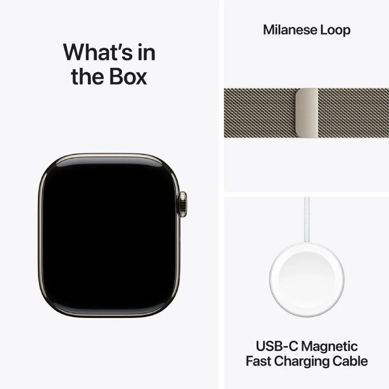 Apple Watch Series 11 - LTPO OLED / 64GB / 46mm / Bluetooth / Wi-Fi + Cellular / Medium/Large / Natural Titanium Case with Natural Milanese Loop
