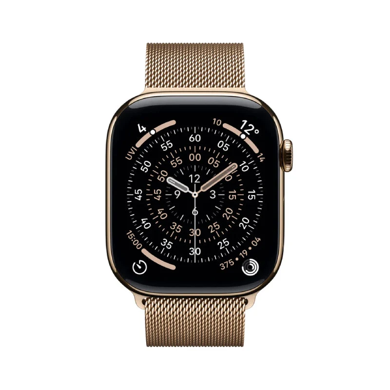 Apple Watch Series 11 - LTPO OLED / 64GB / 46mm / Bluetooth / Wi-Fi + Cellular / Medium/Large / Gold Titanium Case with Gold Milanese Loop