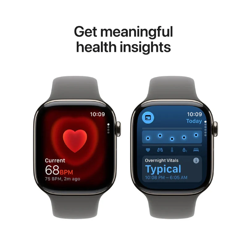 Apple Watch Series 11 - LTPO OLED / 64GB / 46mm / Bluetooth / Wi-Fi + Cellular / Medium/Large / Natural Titanium Case with Stone Grey Sport Band