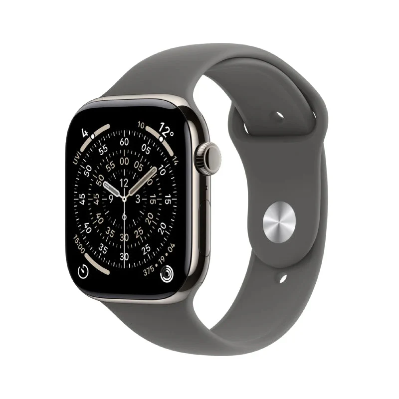 Apple Watch Series 11 - LTPO OLED / 64GB / 46mm / Bluetooth / Wi-Fi + Cellular / Small/Medium / Natural Titanium Case with Stone Grey Sport Band
