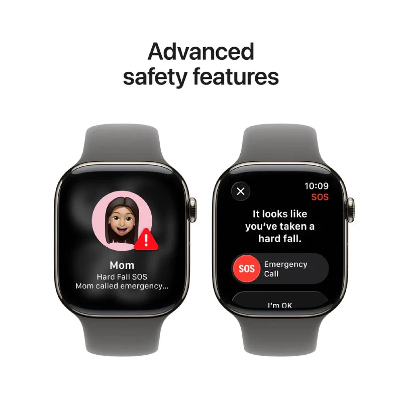Apple Watch Series 11 - LTPO OLED / 64GB / 46mm / Bluetooth / Wi-Fi + Cellular / Small/Medium / Natural Titanium Case with Stone Grey Sport Band