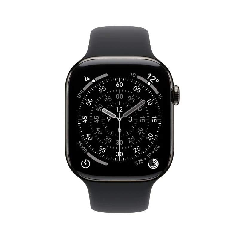 Apple Watch Series 11 - LTPO OLED / 64GB / 46mm / Bluetooth / Wi-Fi + Cellular / Medium/Large / Slate Titanium Case with Black Sport Band