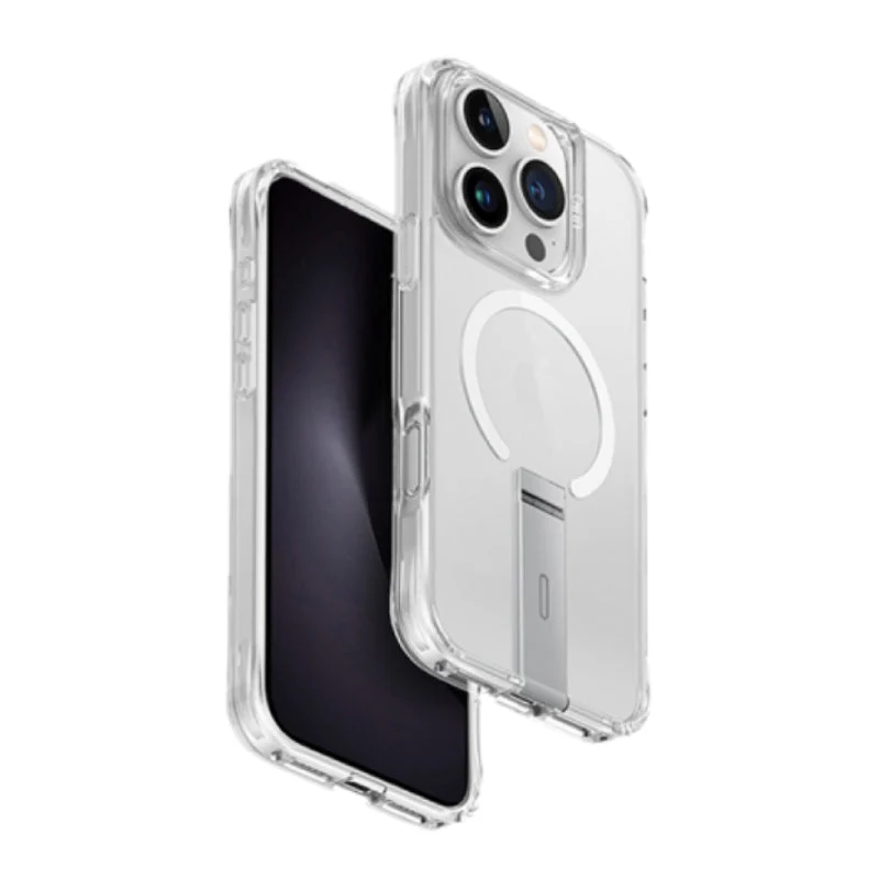 Uniq Hybrid Eleva MagSafe Case with Vertical Stand for iPhone 16 Pro – Lucent Clear