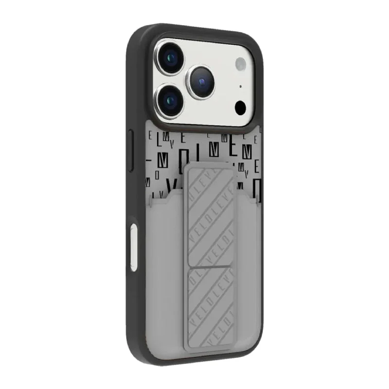 Levelo Morphix Gripstand Case With Cardholder For Apple iPhone 17 Pro - Cloud Grey
