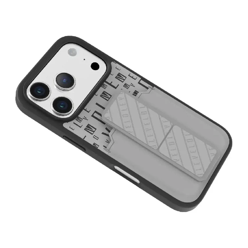 Levelo Morphix Gripstand Case With Cardholder For Apple iPhone 17 Pro - Cloud Grey