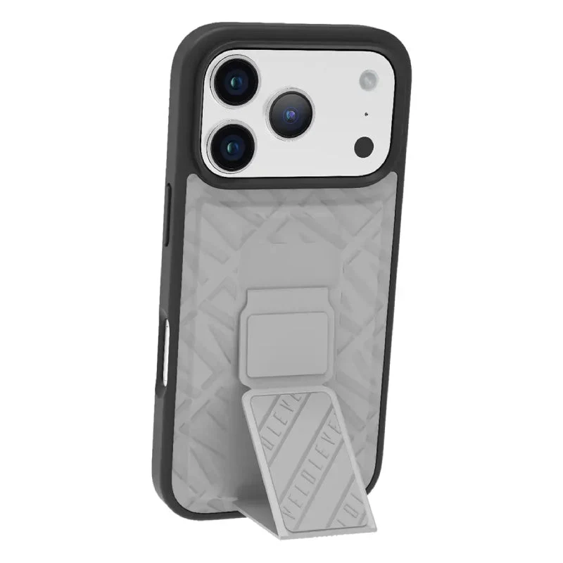 Levelo Morphix Cuero Gripstand Case For Apple iPhone 17 Pro Max - Cloud Grey