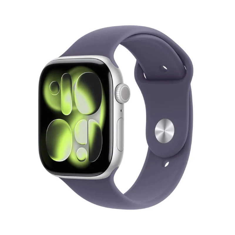 Apple Watch Series 11 - LTPO OLED / 64GB / 46mm / Bluetooth / Wi-Fi / Medium/Large / Silver Aluminum Case with Purple Fog Sport Band