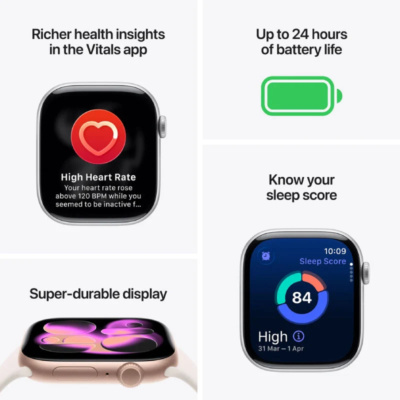 Apple Watch Series 11 - LTPO OLED / 64GB / 46mm / Bluetooth / Wi-Fi / Small/Medium / Rose Gold Aluminum Case with Light Blush Sport Band