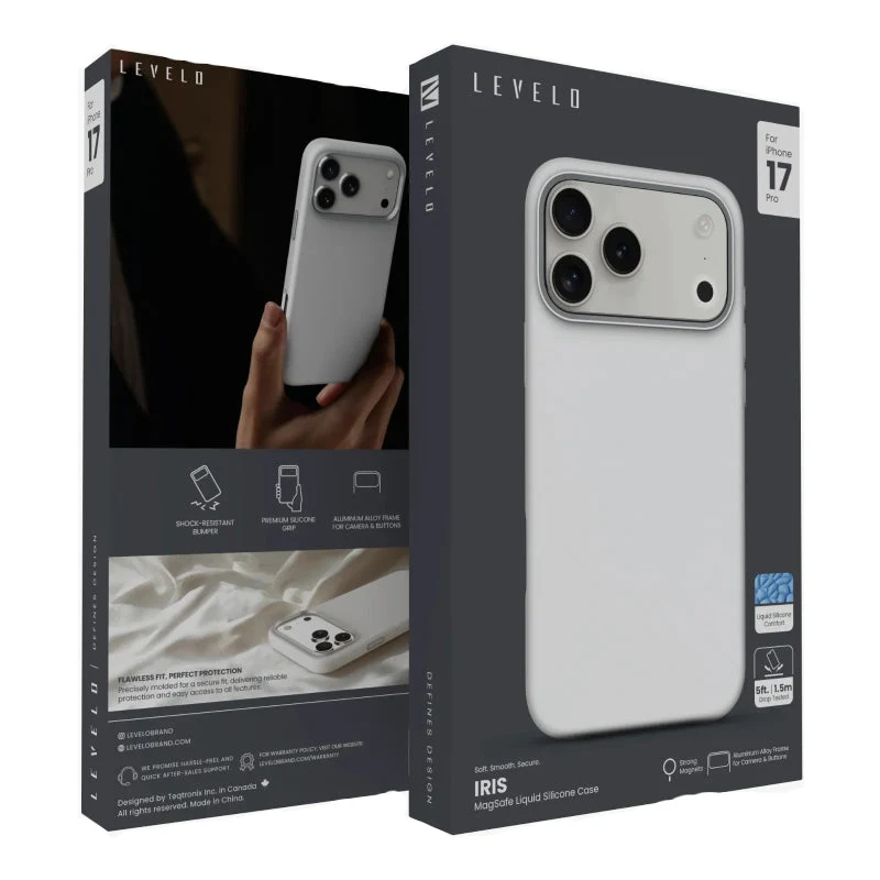 Levelo Iris MagSafe Liquid Silicone Case For Apple iPhone 17 Pro - Silver