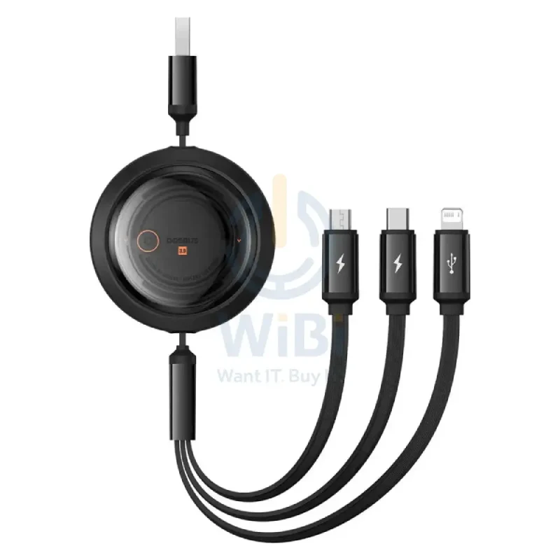 Baseus Free2Draw Charging Cable - USB-C / Micro USB / Lightning / 100W / 1.1 Meter / Black