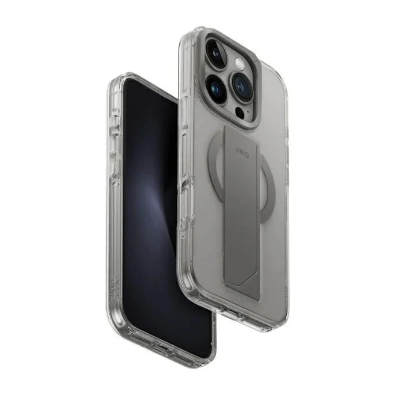 Uniq Hybrid Heldro Max Magclick With Camera Stand For Apple iPhone 16 Pro Max - Lucent (Clear)
