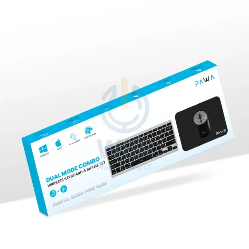 PAWA Keyboard & Mouse Combo - Bluetooth / 2.4GHz / 1600dpi / Arb/Eng / Grey/Black - Keyboard & Mouse Combo