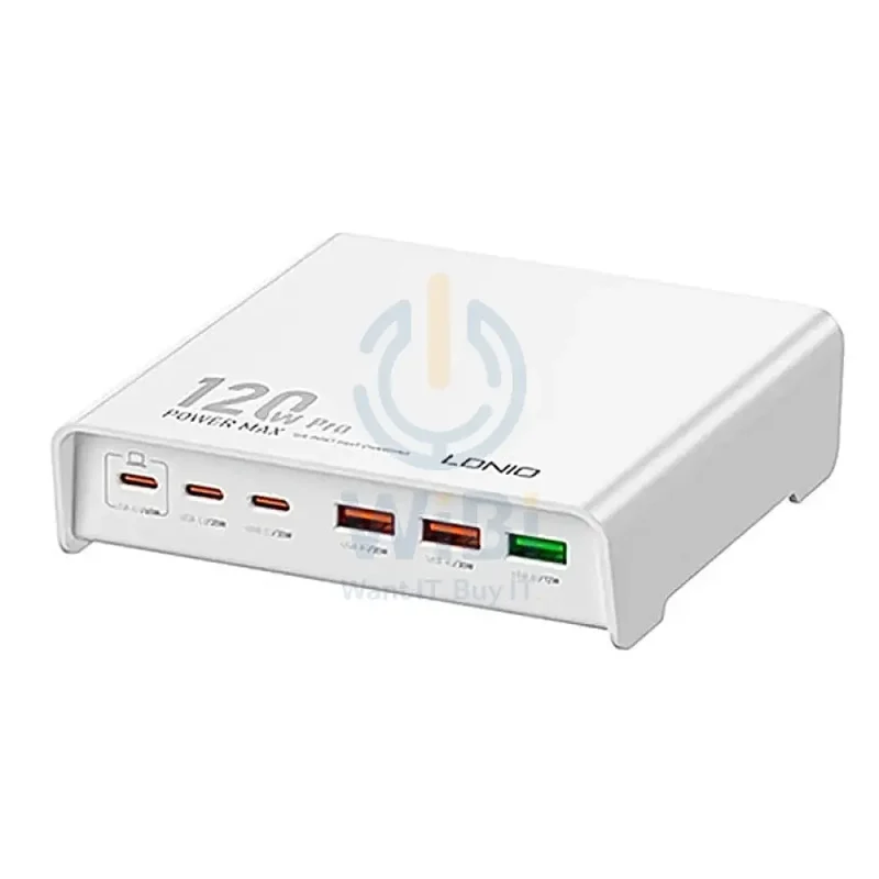 LDNIO Q605 Multi-ports Desktop Charging Station - 120W / 3x USB-C / 3x USB-A / White