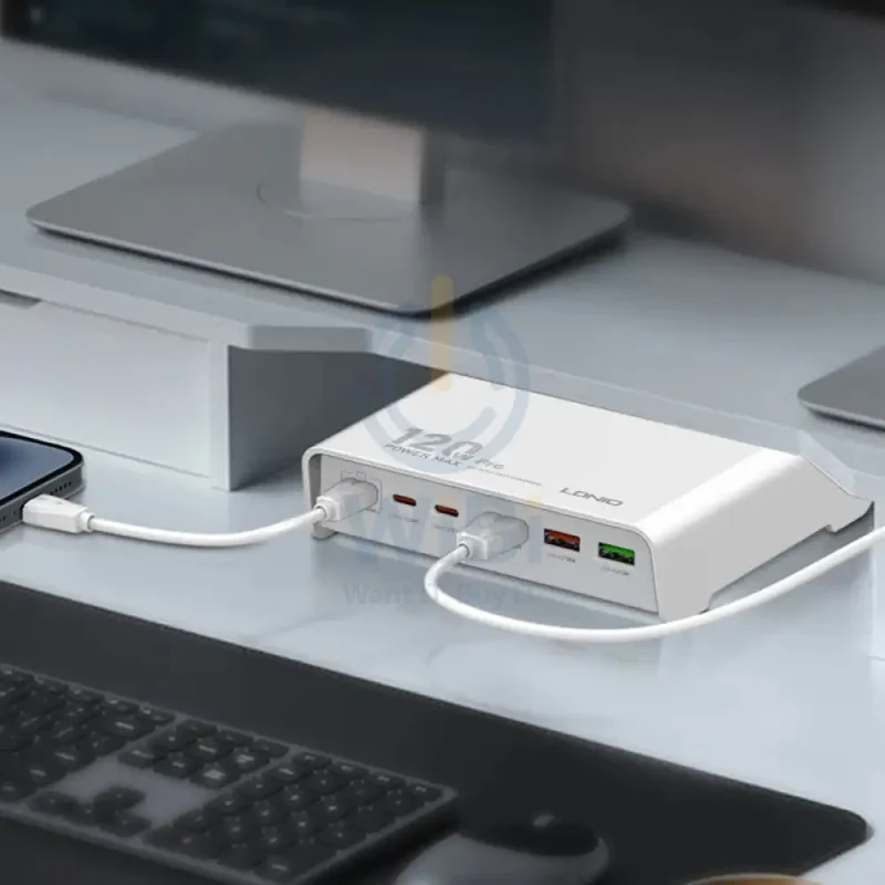 LDNIO Q605 Multi-ports Desktop Charging Station - 120W / 3x USB-C / 3x USB-A / White