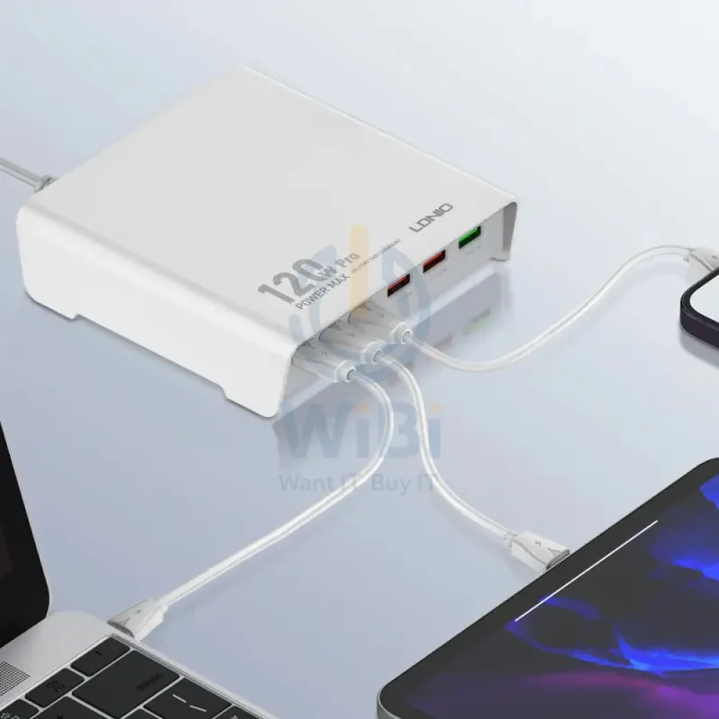 LDNIO Q605 Multi-ports Desktop Charging Station - 120W / 3x USB-C / 3x USB-A / White