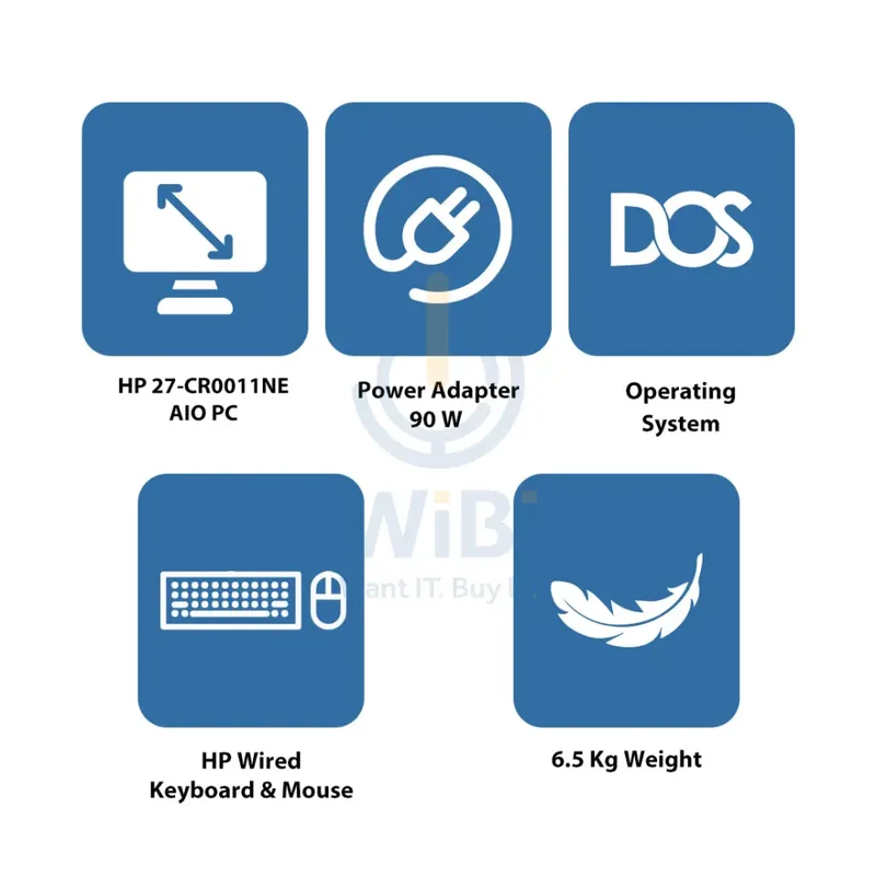 HP 27-CR0011NE AIO PC - i7 / 8GB / 1TB (NVMe M.2 SSD) / 27" FHD Touch / DOS (Without OS) / 1YW / Jet Black - Desktop