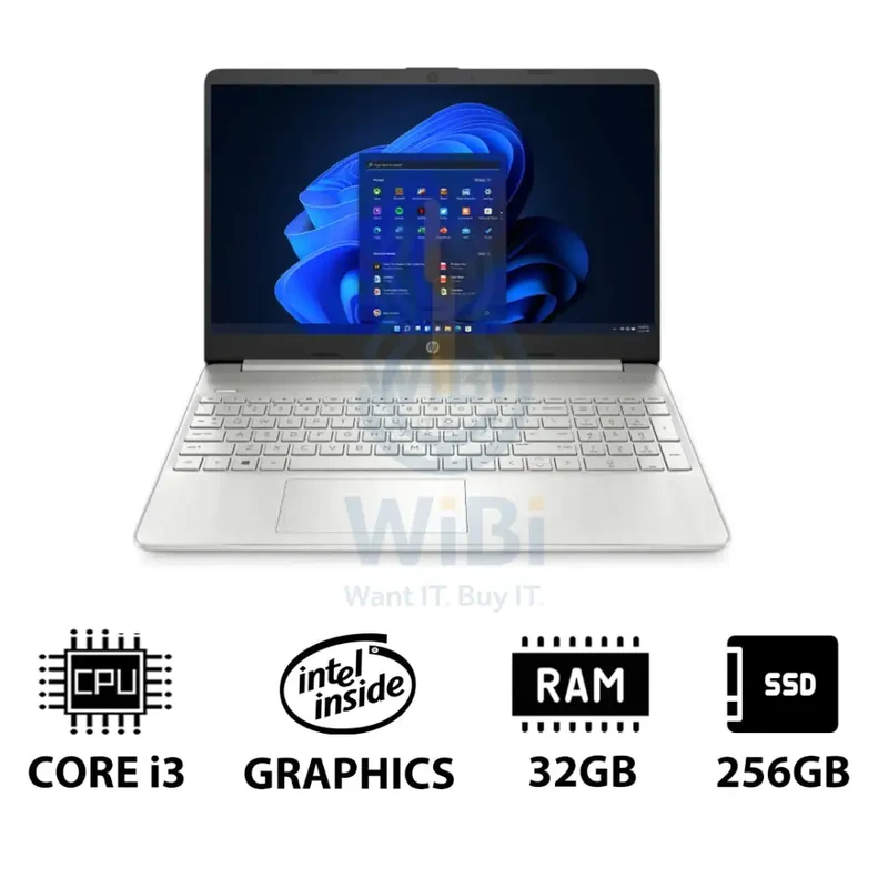 HP 15S-FQ5210NE - 15.6" FHD / i3 / 32GB / 256GB (NVMe M.2 SSD) / Win 11 Pro / 1YW / Natural silver - Laptop