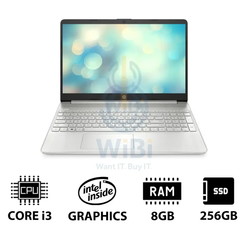 HP 15S-FQ5210NE - 15.6" FHD / i3 / 8GB / 256GB (NVMe M.2 SSD) / DOS (Without OS) / 1YW / Natural silver - Laptop