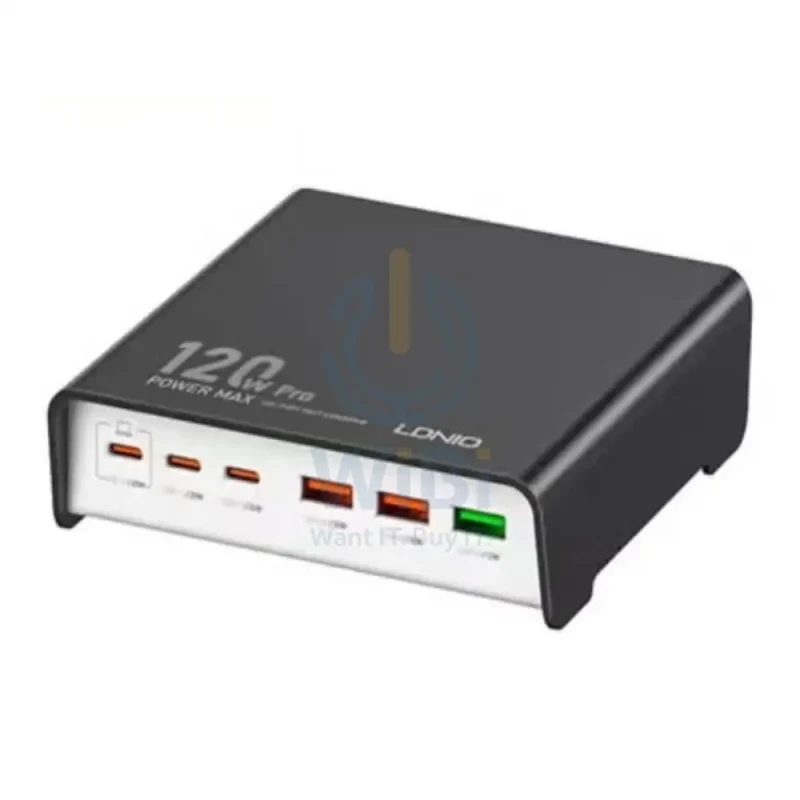 LDNIO Q605 Multi-ports Desktop Charging Station - 120W / 3x USB-C / 3x USB-A / Black