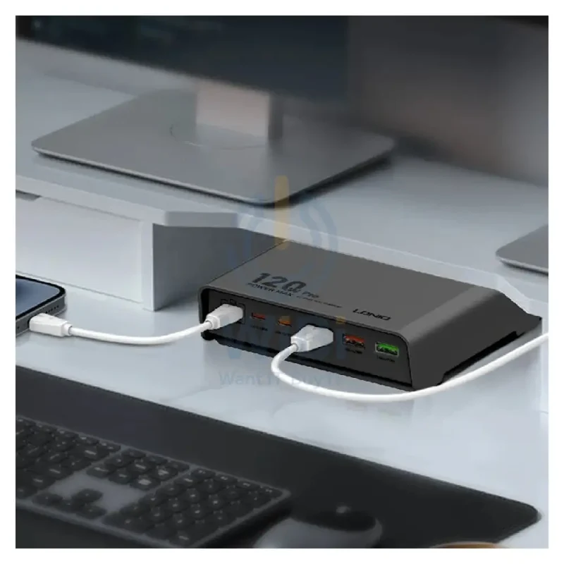LDNIO Q605 Multi-ports Desktop Charging Station - 120W / 3x USB-C / 3x USB-A / Black