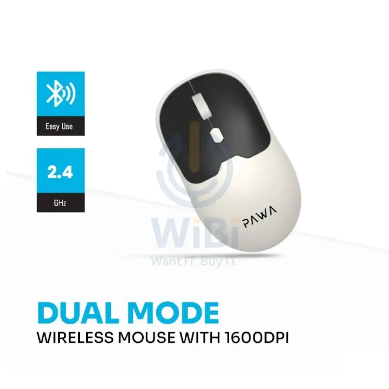 Pawa Dual Mode Wireless Mouse - Wireless / Black/White