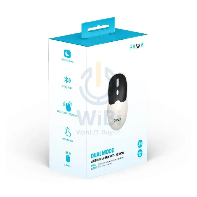 Pawa Dual Mode Wireless Mouse - Wireless / Black/White