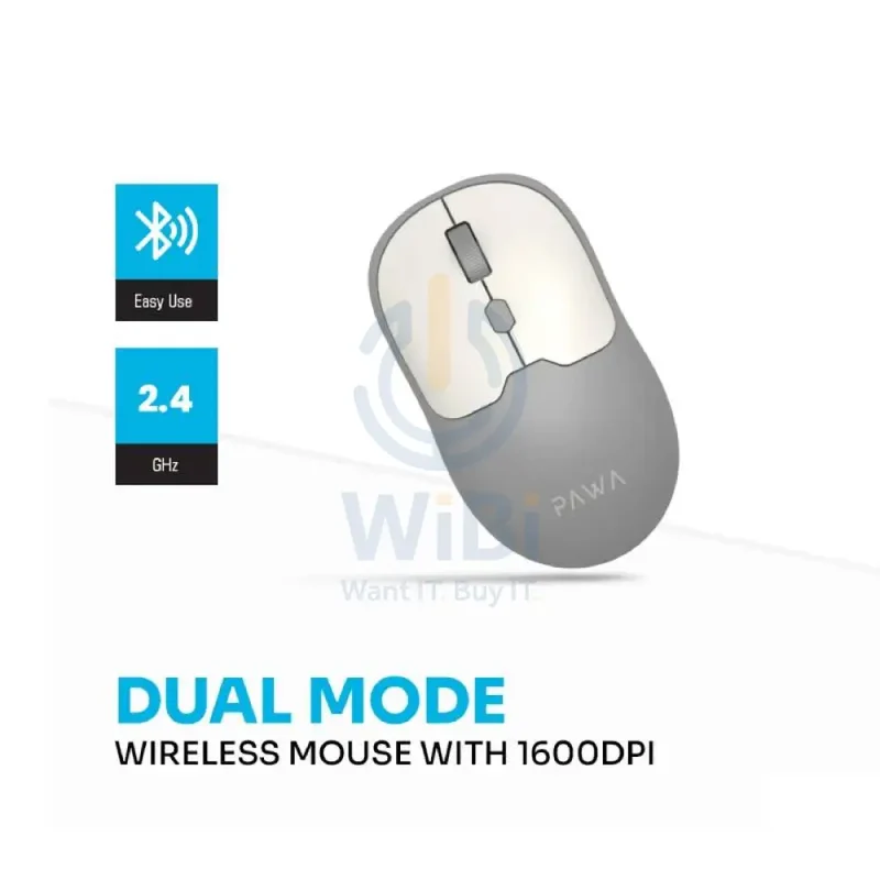 Pawa Dual Mode Wireless Mouse - Wireless / Grey/White