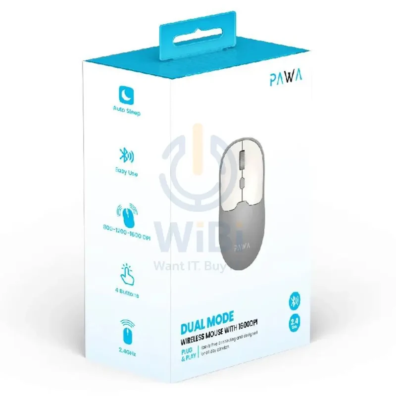 Pawa Dual Mode Wireless Mouse - Wireless / Grey/White
