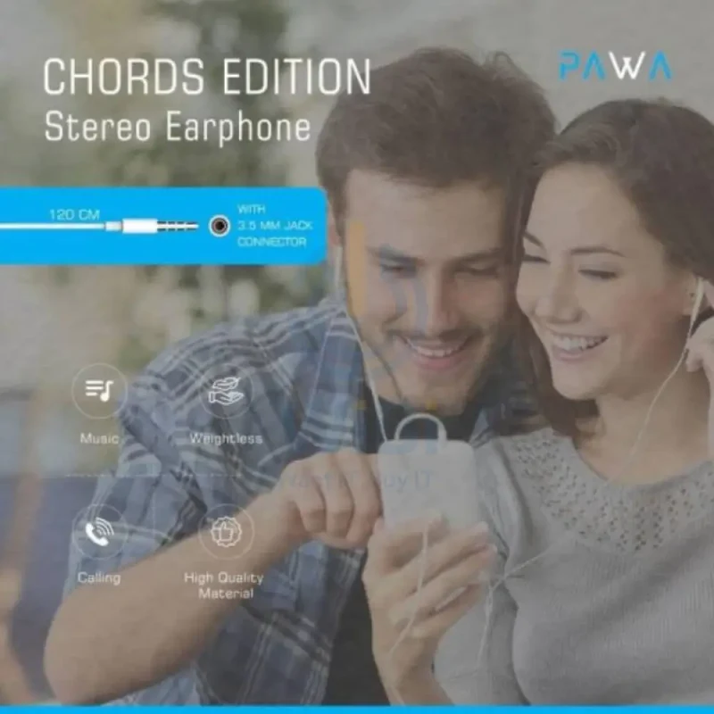 Pawa Chords Series Stereo Wired Earphone - 3.5mm Jack / White