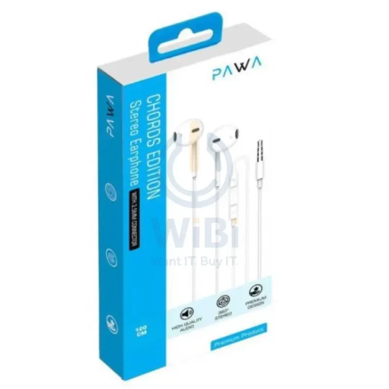 Pawa Chords Series Stereo Wired Earphone - 3.5mm Jack / White