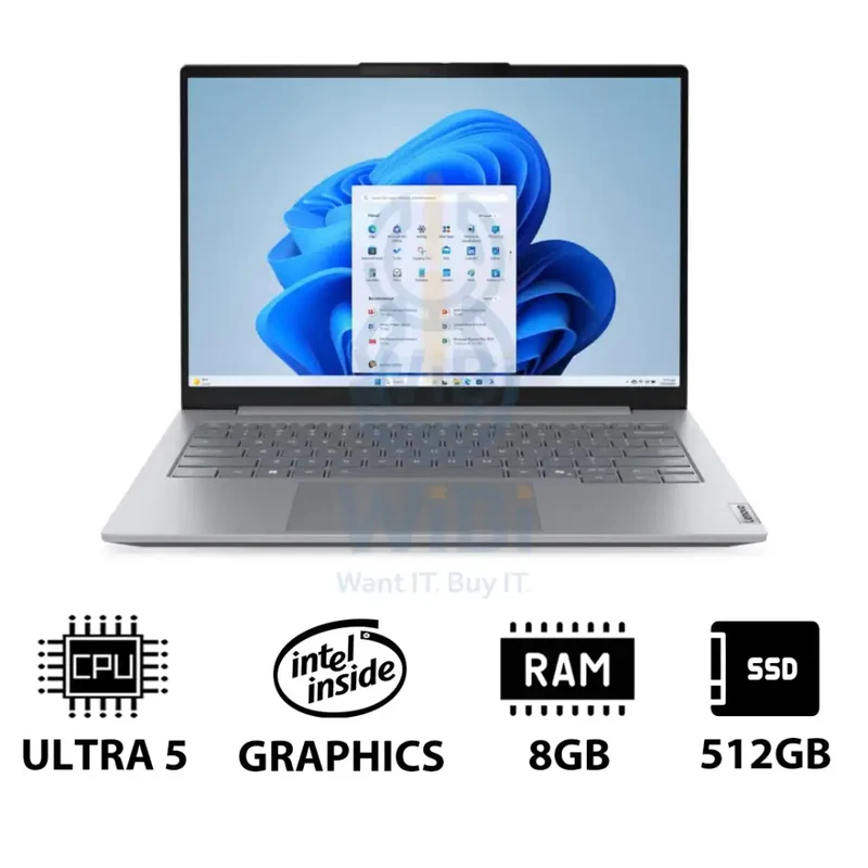 Lenovo ThinkBook 14 G8 - 14" WUXGA / Ultra 5 225U / 8GB / 512GB (NVMe M.2 SSD) / Win 11 Pro / 1YW / Arabic/English With Lenovo 15.6" Casual Toploader