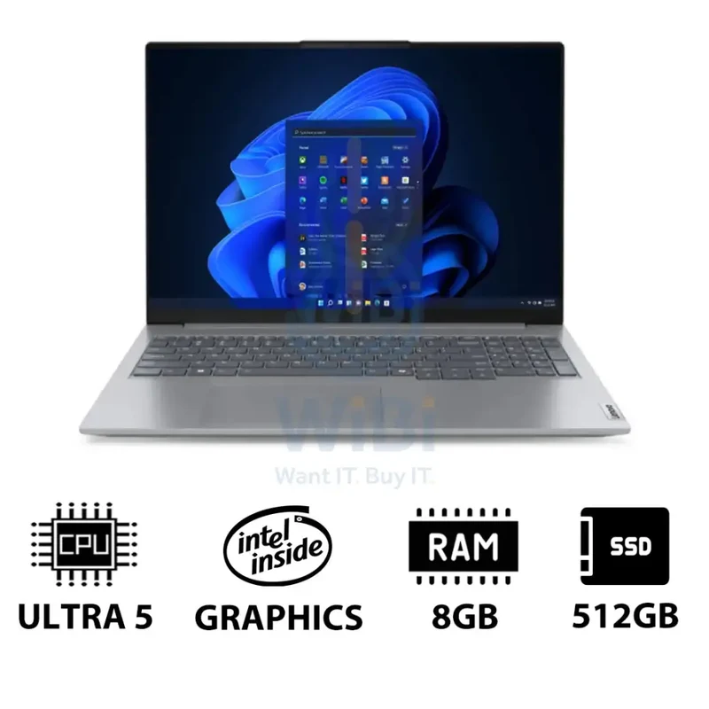 Lenovo ThinkBook 16 G8 - 16" WUXGA / Ultra 5 225U / 8GB / 512GB (NVMe M.2 SSD) / Win 11 Pro / 1YW / Arabic/English With Lenovo 15.6" Casual Toploader